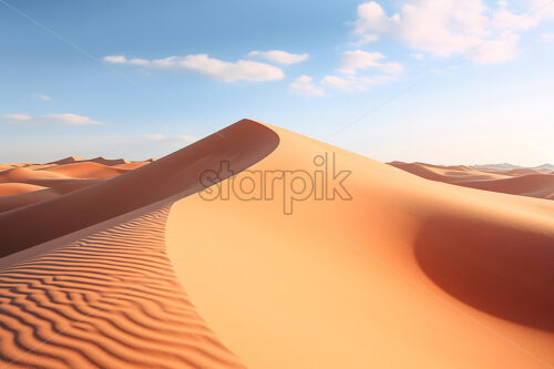 Generative AI a desert landscape with sand dunes - Starpik Stock