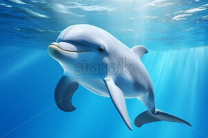 Generative AI a dolphin swimming in the ocean - Starpik Stock
