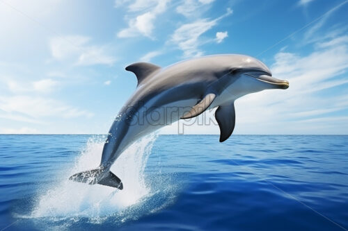 Generative AI a dolphin swimming in the ocean - Starpik Stock