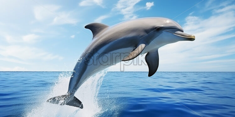 Generative AI a dolphin swimming in the ocean - Starpik Stock