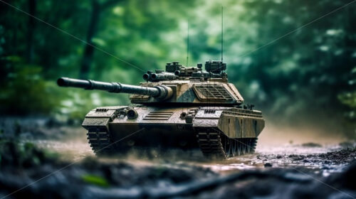 Generative AI a focused tank with very detailed camouflage - Starpik Stock