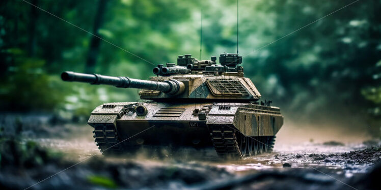 Generative AI a focused tank with very detailed camouflage - Starpik Stock