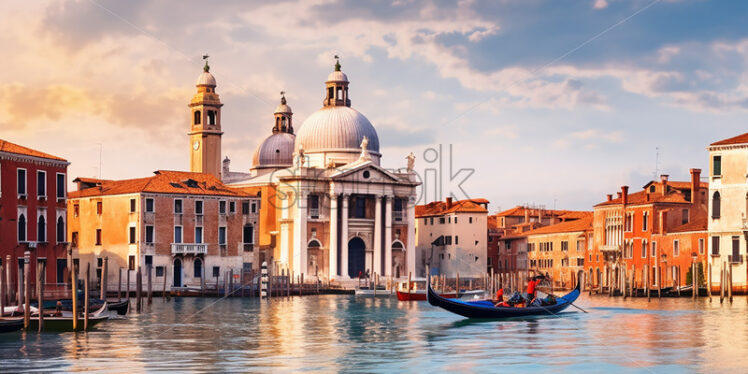 Generative AI a landscape of the beautiful city of Venice with its canals - Starpik Stock