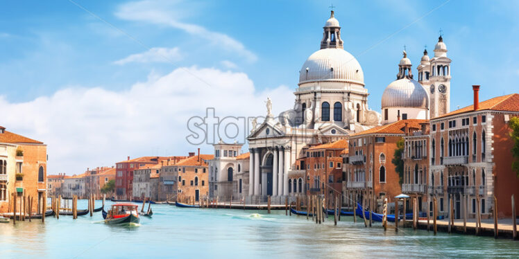 Generative AI a landscape of the beautiful city of Venice with its canals - Starpik Stock