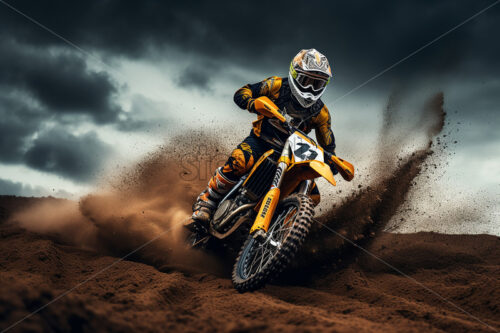 Generative AI a motorcyclist who participates in motocross races - Starpik Stock