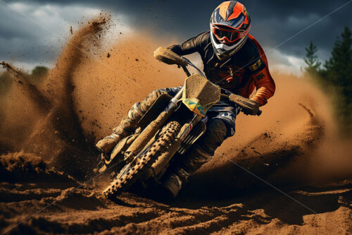 Generative AI a motorcyclist who participates in motocross races - Starpik Stock