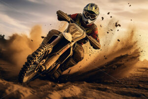 Generative AI a motorcyclist who participates in motocross races - Starpik Stock