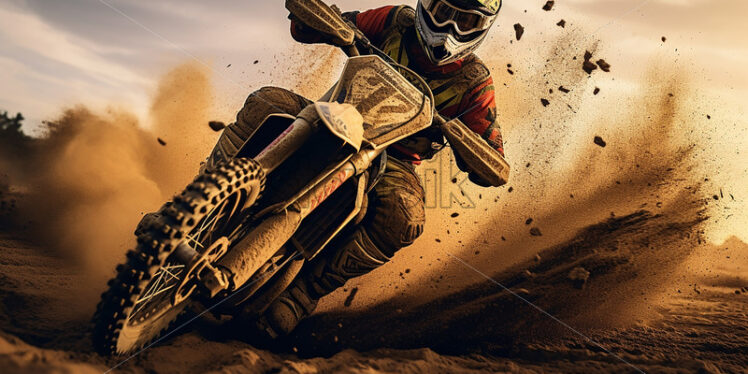 Generative AI a motorcyclist who participates in motocross races - Starpik Stock