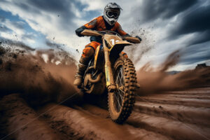 Generative AI a motorcyclist who participates in motocross races - Starpik Stock