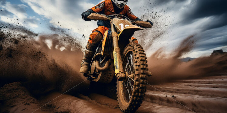 Generative AI a motorcyclist who participates in motocross races - Starpik Stock