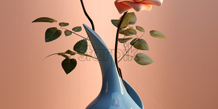 Generative AI a rose in a vase created in 3D software - Starpik Stock