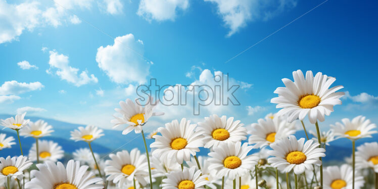 Generative AI a row of daisies and some daisies flowers close up - Starpik Stock