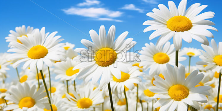 Generative AI a row of daisies and some daisies flowers close up - Starpik Stock