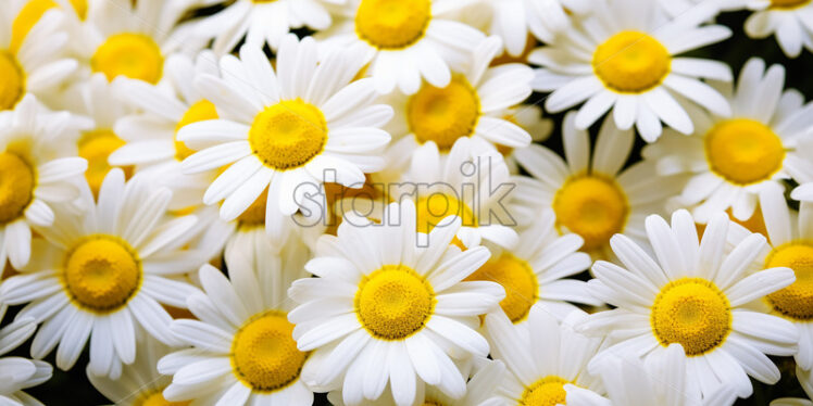 Generative AI a row of daisies and some daisies flowers close up - Starpik Stock