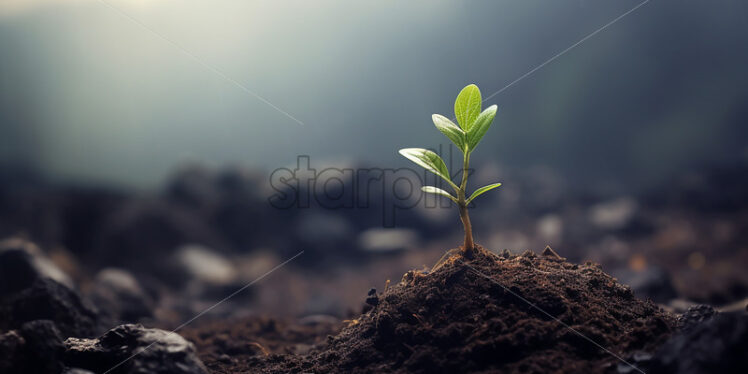 Generative AI a small plant that comes out of the ground - Starpik Stock