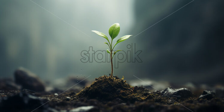 Generative AI a small plant that comes out of the ground - Starpik Stock