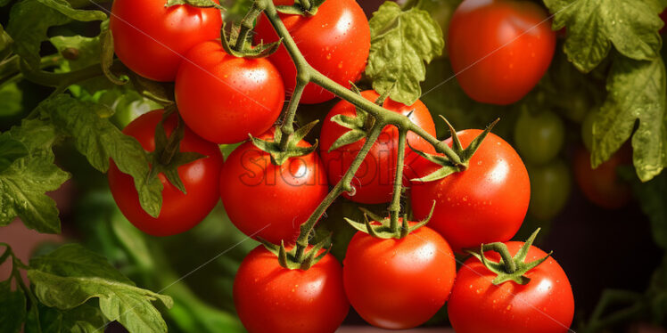 Generative AI a sprig of ripe tomatoes - Starpik Stock