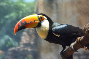 Generative AI a toucan bird sitting on a branch - Starpik Stock