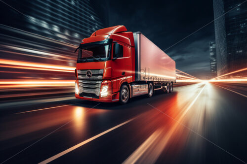 Generative AI a truck speeding down a street - Starpik Stock