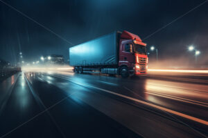 Generative AI a truck speeding down a street - Starpik Stock