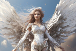 Generative AI a warrior angel girl with wings - Starpik Stock