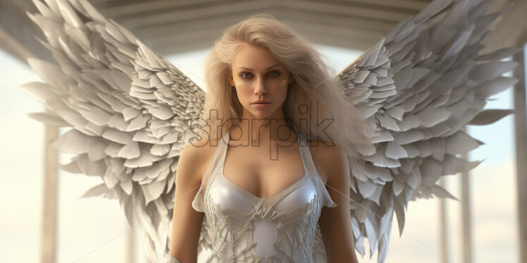 Generative AI a warrior angel girl with wings - Starpik Stock