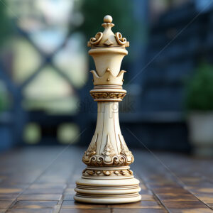 Generative AI a wooden chess piece - Starpik Stock