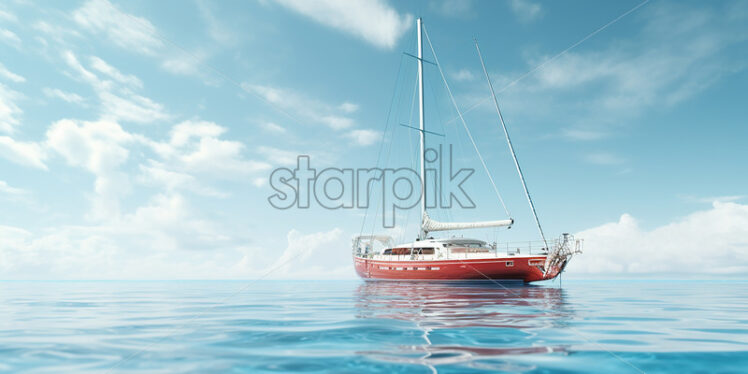 Generative AI a yacht floating in the ocean - Starpik Stock