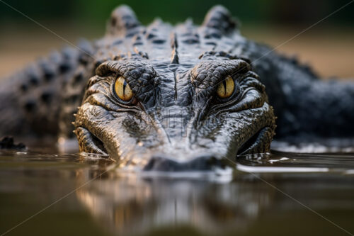 Generative AI an alligator poking its head out of the water - Starpik Stock