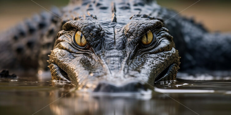 Generative AI an alligator poking its head out of the water - Starpik Stock