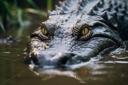 Generative AI an alligator poking its head out of the water - Starpik Stock