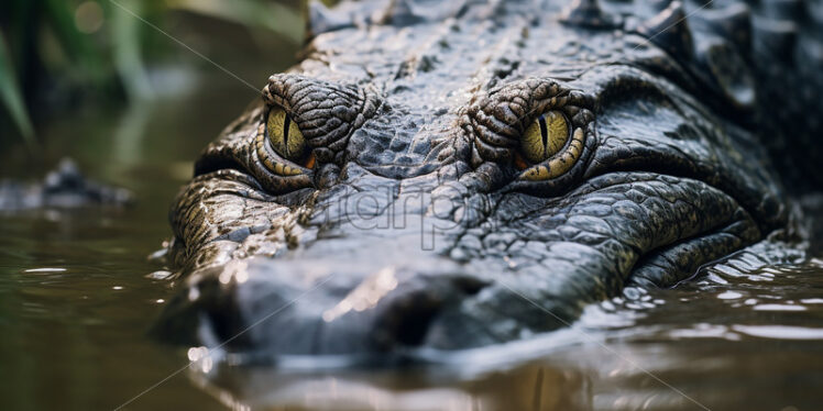 Generative AI an alligator poking its head out of the water - Starpik Stock