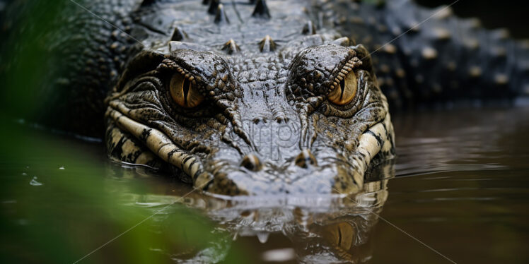 Generative AI an alligator poking its head out of the water - Starpik Stock