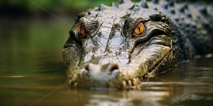 Generative AI an alligator poking its head out of the water - Starpik Stock