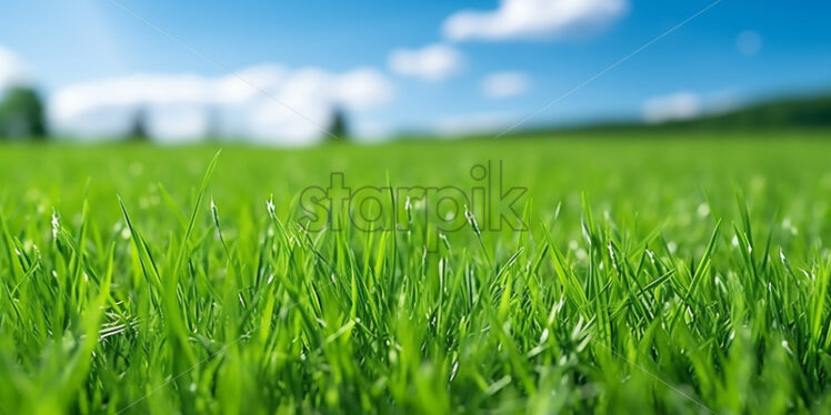 Generative AI blades of grass that can be seen up close in a clearing - Starpik Stock