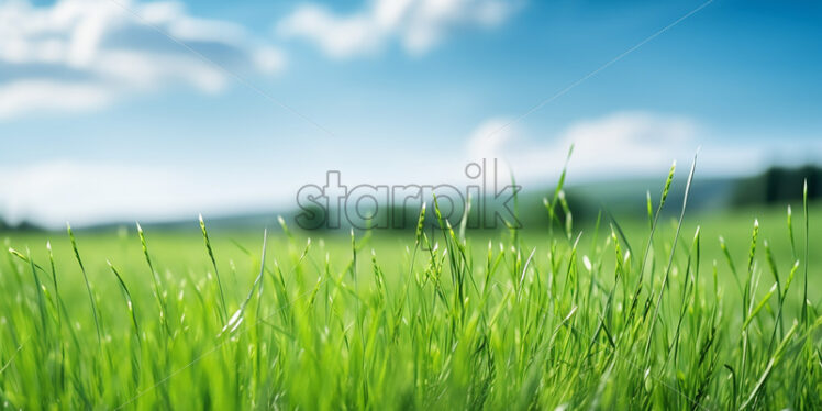 Generative AI blades of grass that can be seen up close in a clearing - Starpik Stock