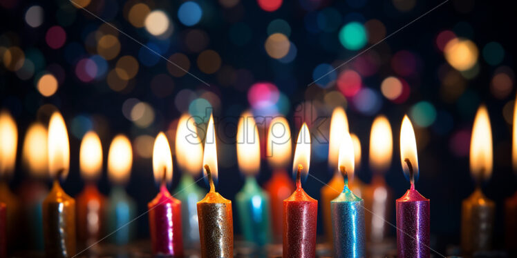 Generative AI colorful birthday candles - Starpik Stock