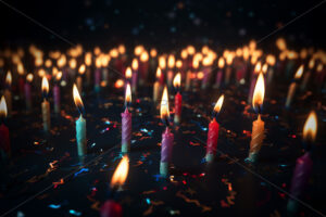 Generative AI colorful birthday candles - Starpik Stock