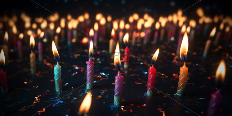 Generative AI colorful birthday candles - Starpik Stock