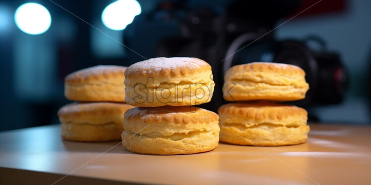 Generative AI homemade biscuits on a plate - Starpik Stock