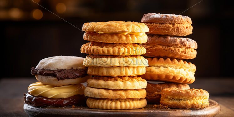 Generative AI homemade biscuits on a plate - Starpik Stock