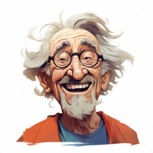 Generative AI portrait of a 60yearold man who is happy on a white background - Starpik Stock