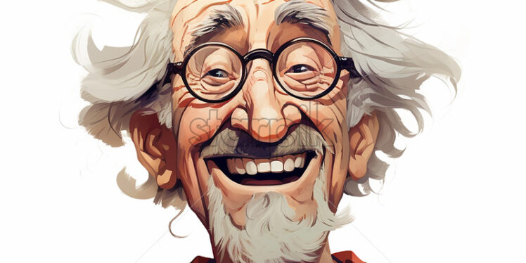 Generative AI portrait of a 60yearold man who is happy on a white background - Starpik Stock