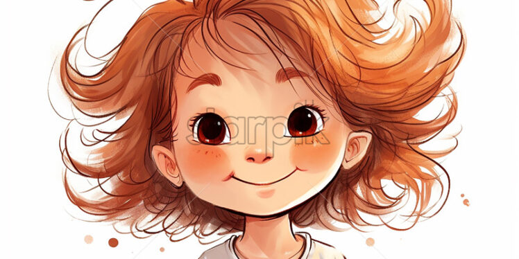Generative AI portrait of a little girl who is happy on a white background - Starpik Stock