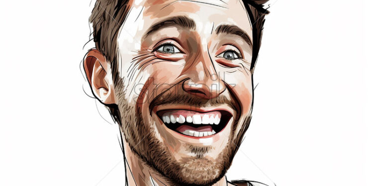Generative AI portrait of a man who is happy on a white background - Starpik Stock
