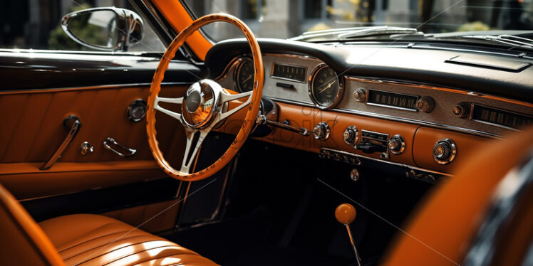 Generative AI the interior of a retro car - Starpik Stock