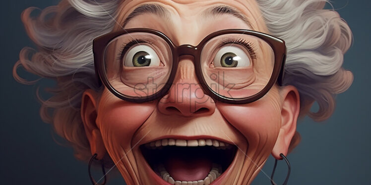 Generative AI the portrait of a 60-year-old adult woman who has an expression of amazement - Starpik Stock