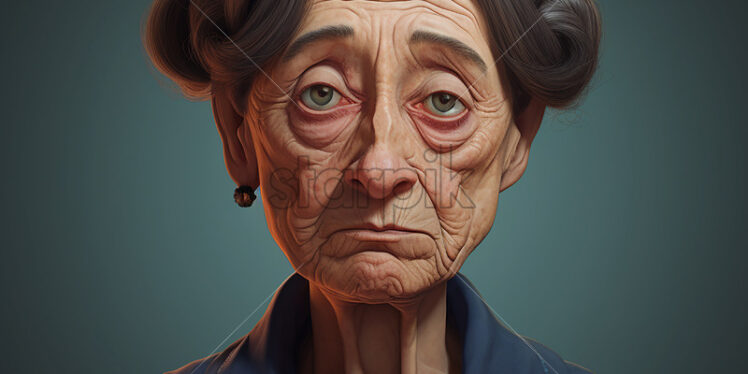 Generative AI the portrait of a 60-year-old adult woman who is sad - Starpik Stock