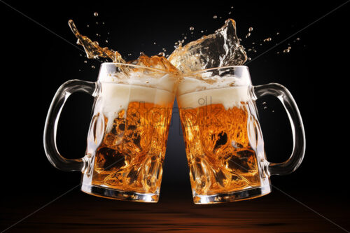 Generative AI two pints of beer colliding with each other - Starpik Stock