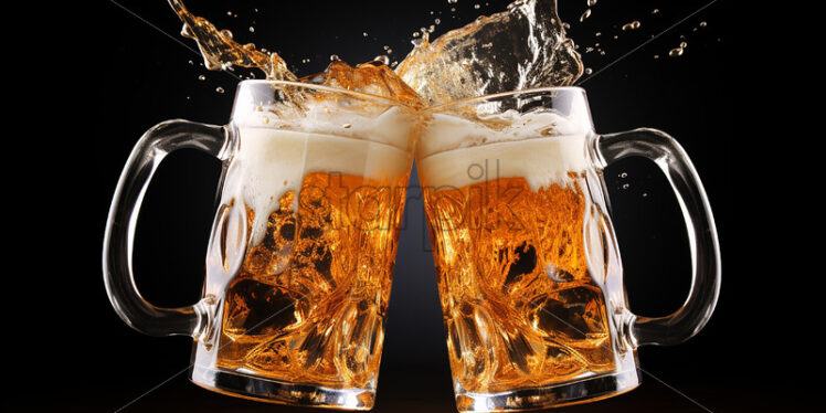Generative AI two pints of beer colliding with each other - Starpik Stock